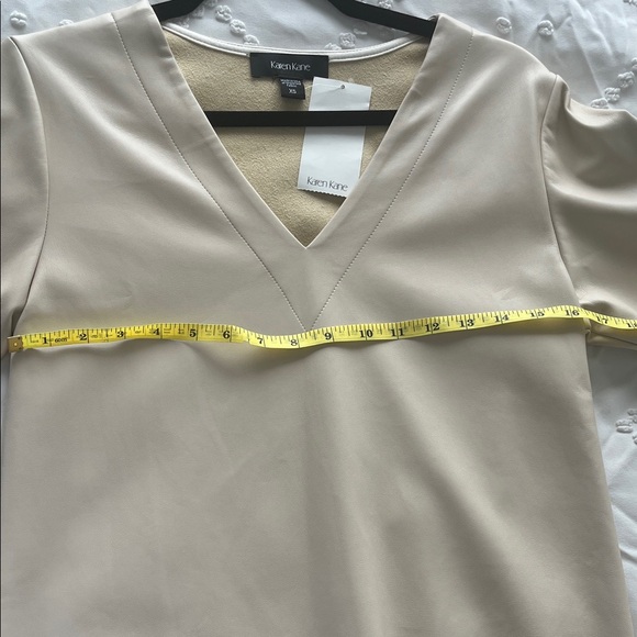 NWT Karen Kane Beige Fringe Vegan Leather Dress - Picture 10 of 15